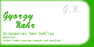 gyorgy mahr business card